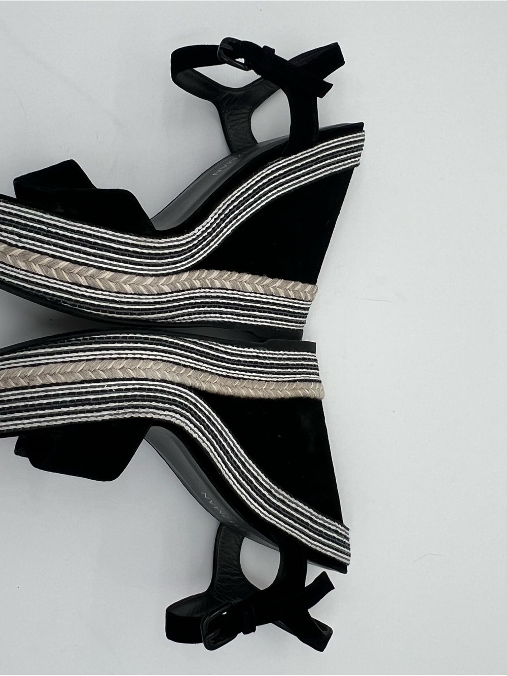 Stuart Weitzman Black Suede Espadrille Platform Wedge Sandals size 7.5 - Picture 8 of 10